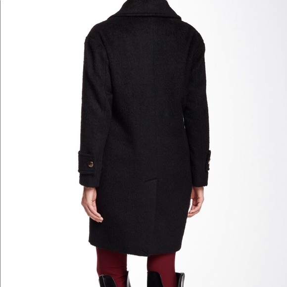 TGIBF Sale NWT Eliza J x Saks Classic Chic Navy Mid Wool Trench Coat - Picture 4 of 8